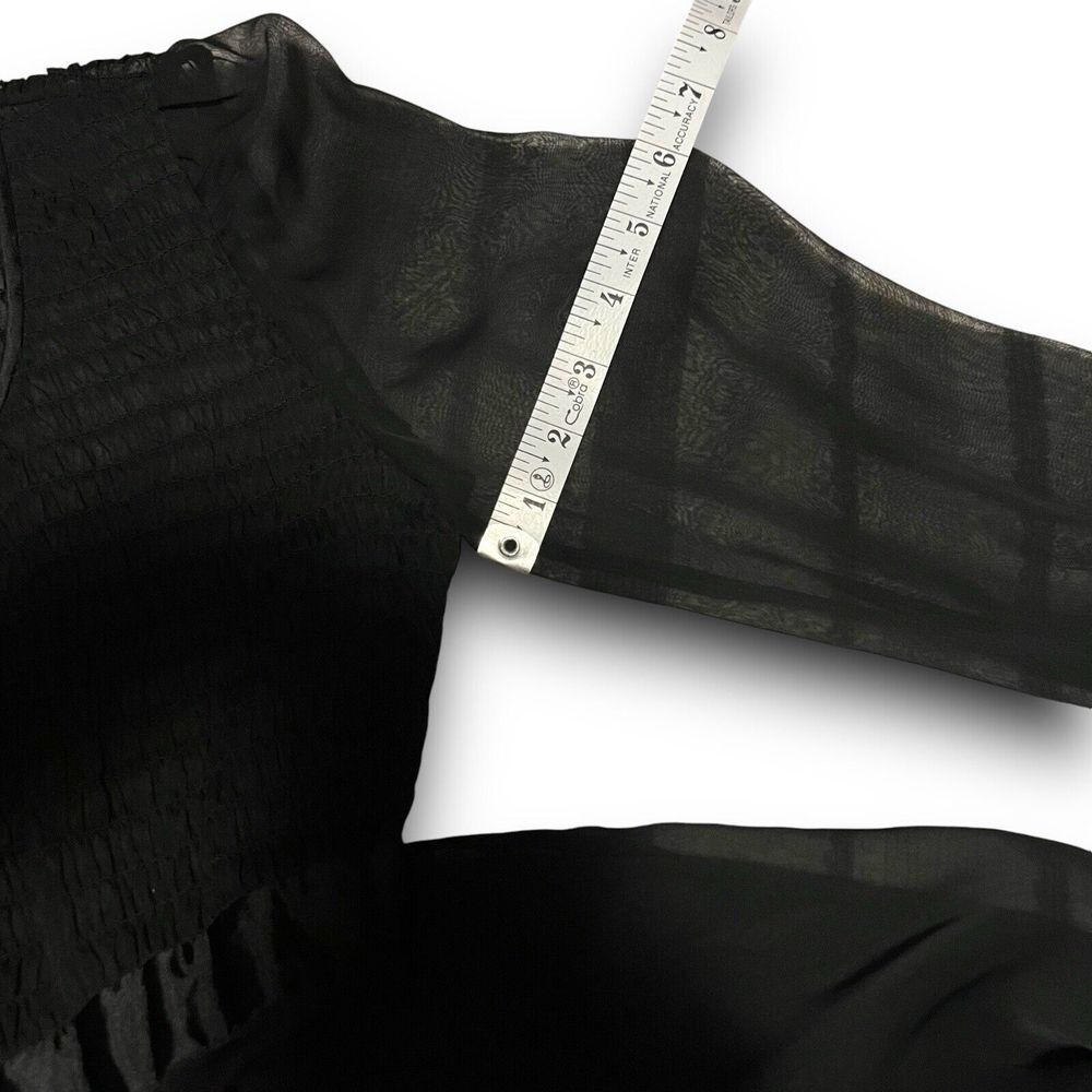 Jessica by Christopher Lai Size 2 Long Sleeve Flare Mesh Little Black Dress Goth - Picture 4 of 10